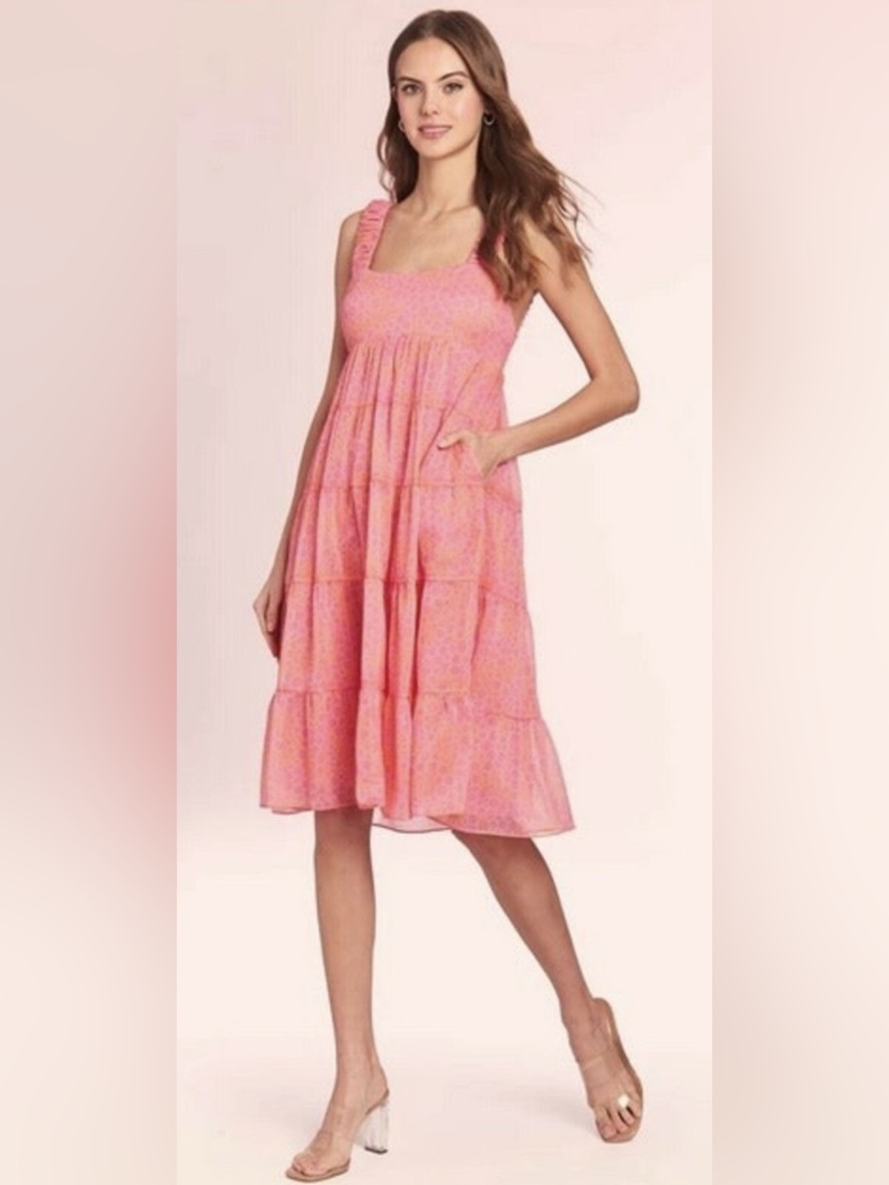 Amanda Uprichard Nicolia Pink Midi Dress, size S // MSRP $230